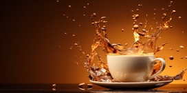 慢镜头下的飞溅咖啡液体图