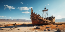 沙漠搁浅的帆木船