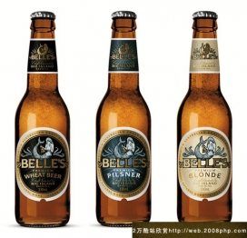 09国外精美金黄啤酒饮料瓶子包装设计